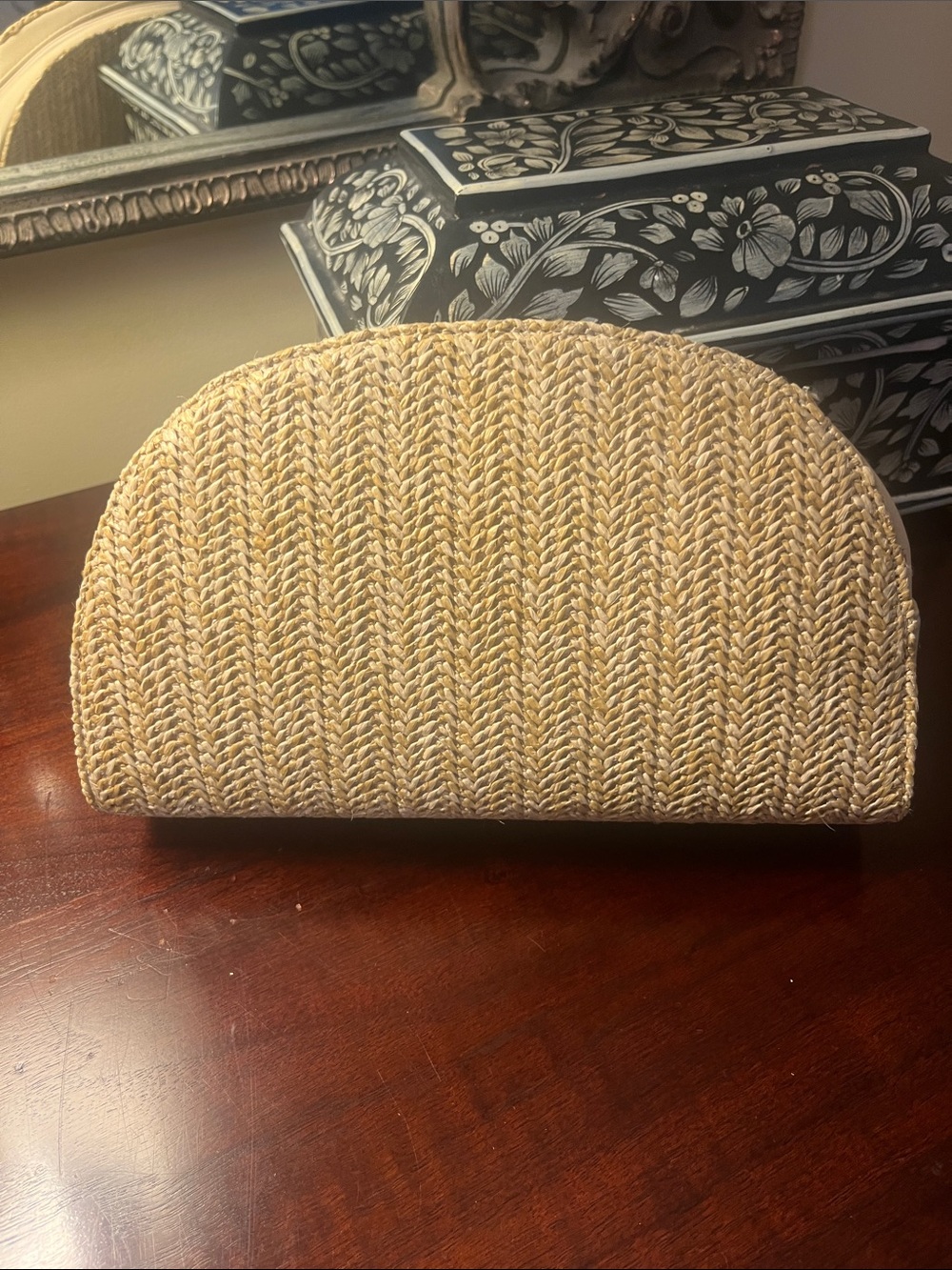 Forever 21 Clutch Natural Woven Straw Half-Moon Clutch Handbag